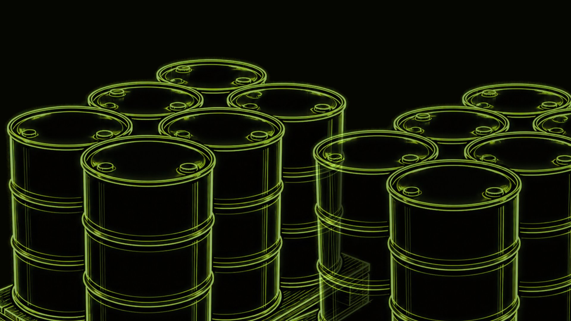 Illustration of drums of material stacked on pallets